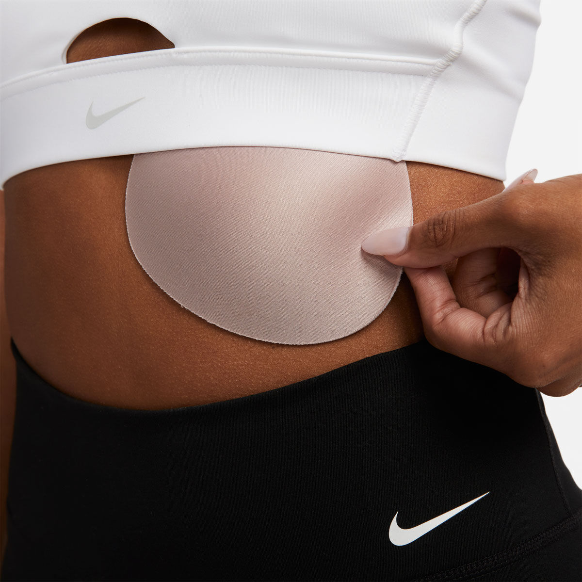 Nike Womens Dri-FIT Indy Medium Support Padded Plunge Cutout Sports Bra, White, rebel_hi-res