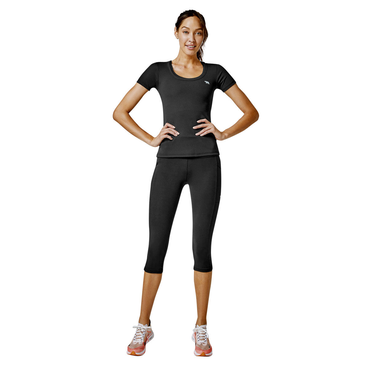 Running Bare Leggings Womens 4/6 Sports Compression USA Workout Black