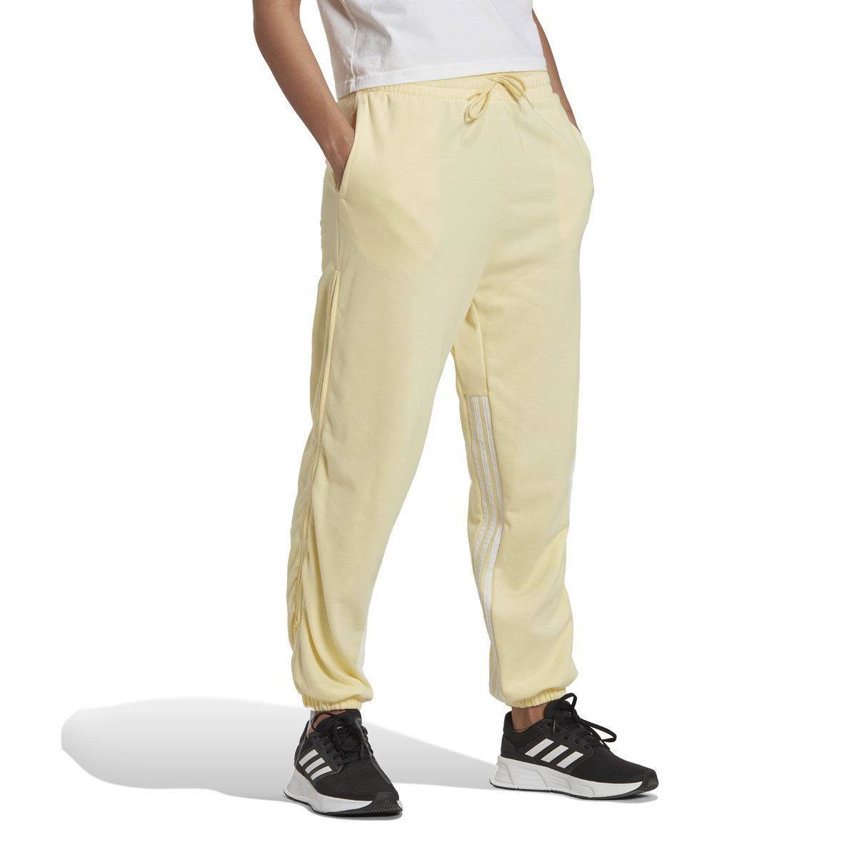 adidas Womens Hyperglam 3-Stripes Cuffed Sweatpants Yellow L | Rebel Sport