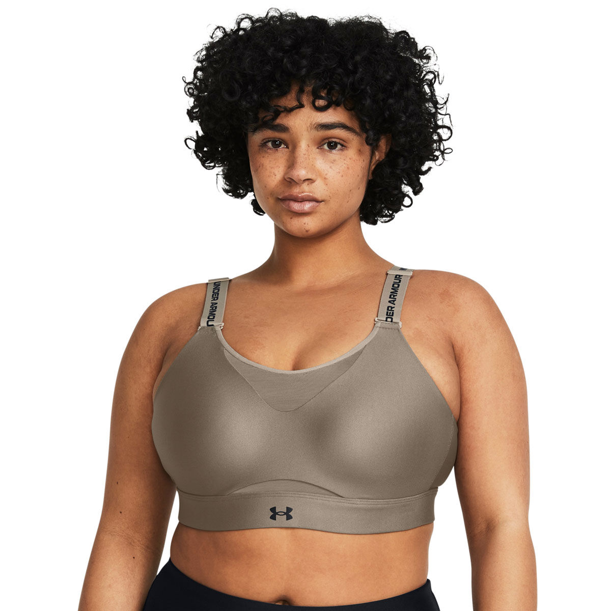 Under Armour Womens Infinity High Impact Sports Bra, Taupe, rebel_hi-res