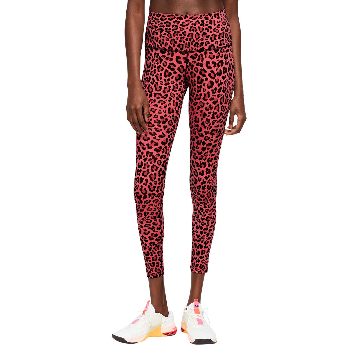 Women's Nike One Mid-Rise Leopard Glitter Printed Leggings S Cedar Red  Black | eBay