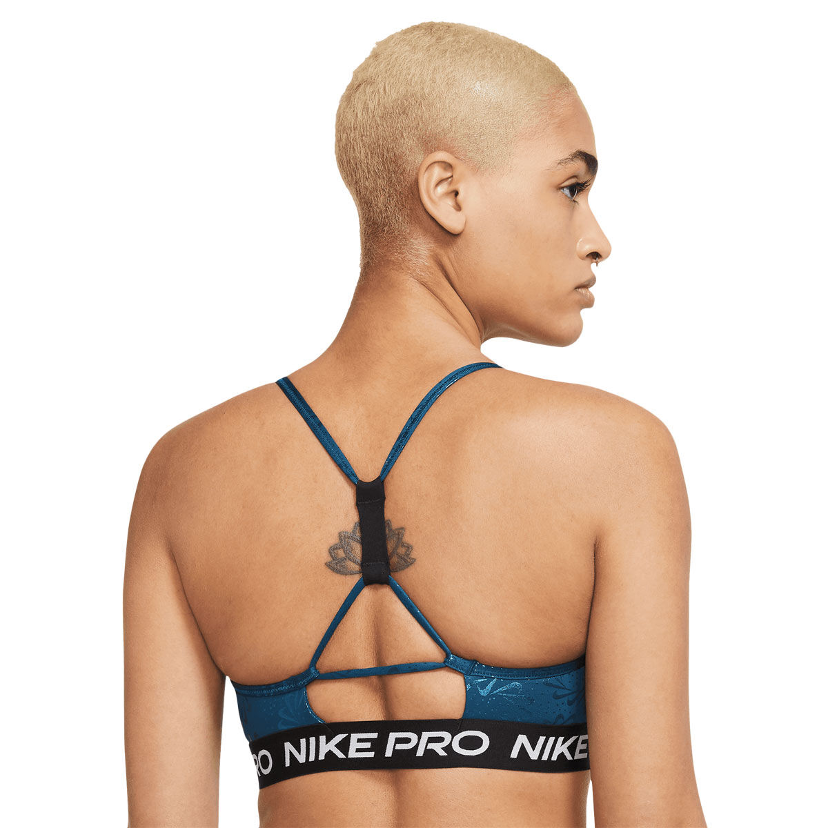 Nike Pro Womens Indy Light Support Sparkle Sports Bra Blue XL