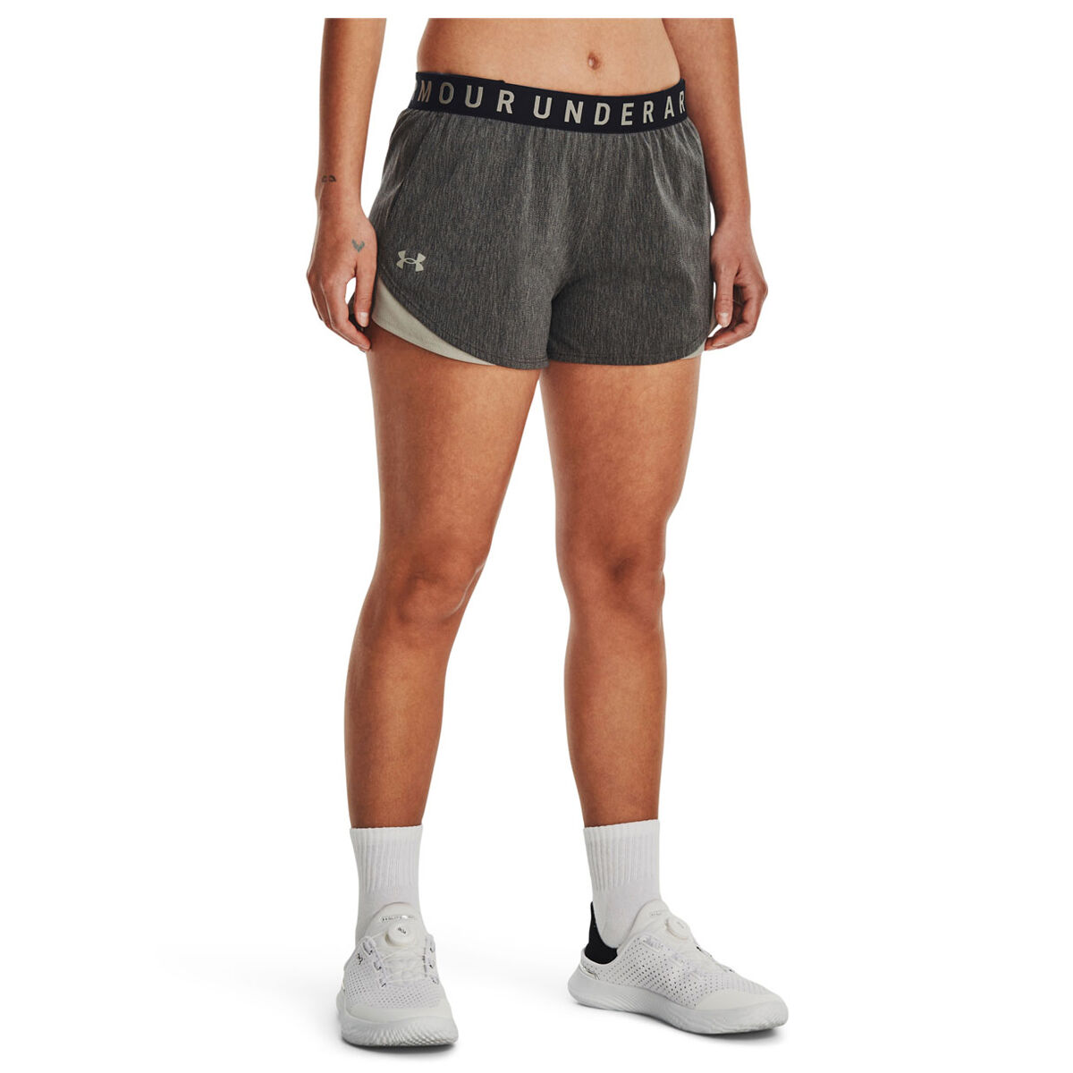Under Armour Girls Play Up Tri-Colour Shorts Black