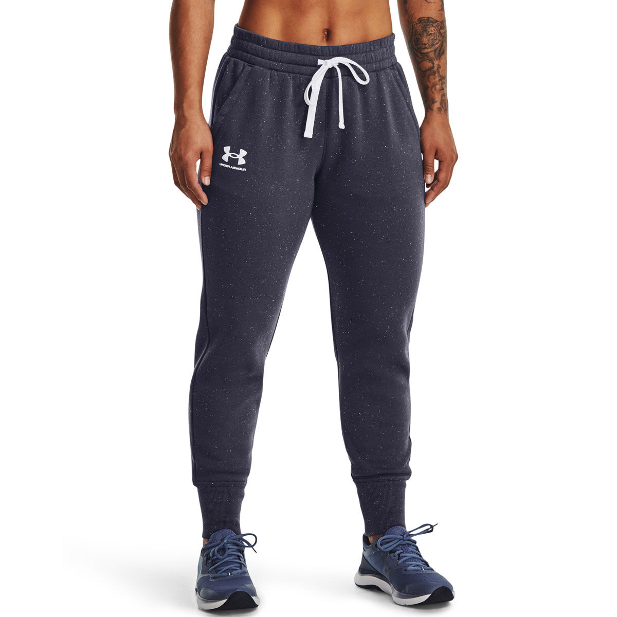 Under Armour Women's Rival Fleece Graphic Joggers , Black (001)/White ,  Small