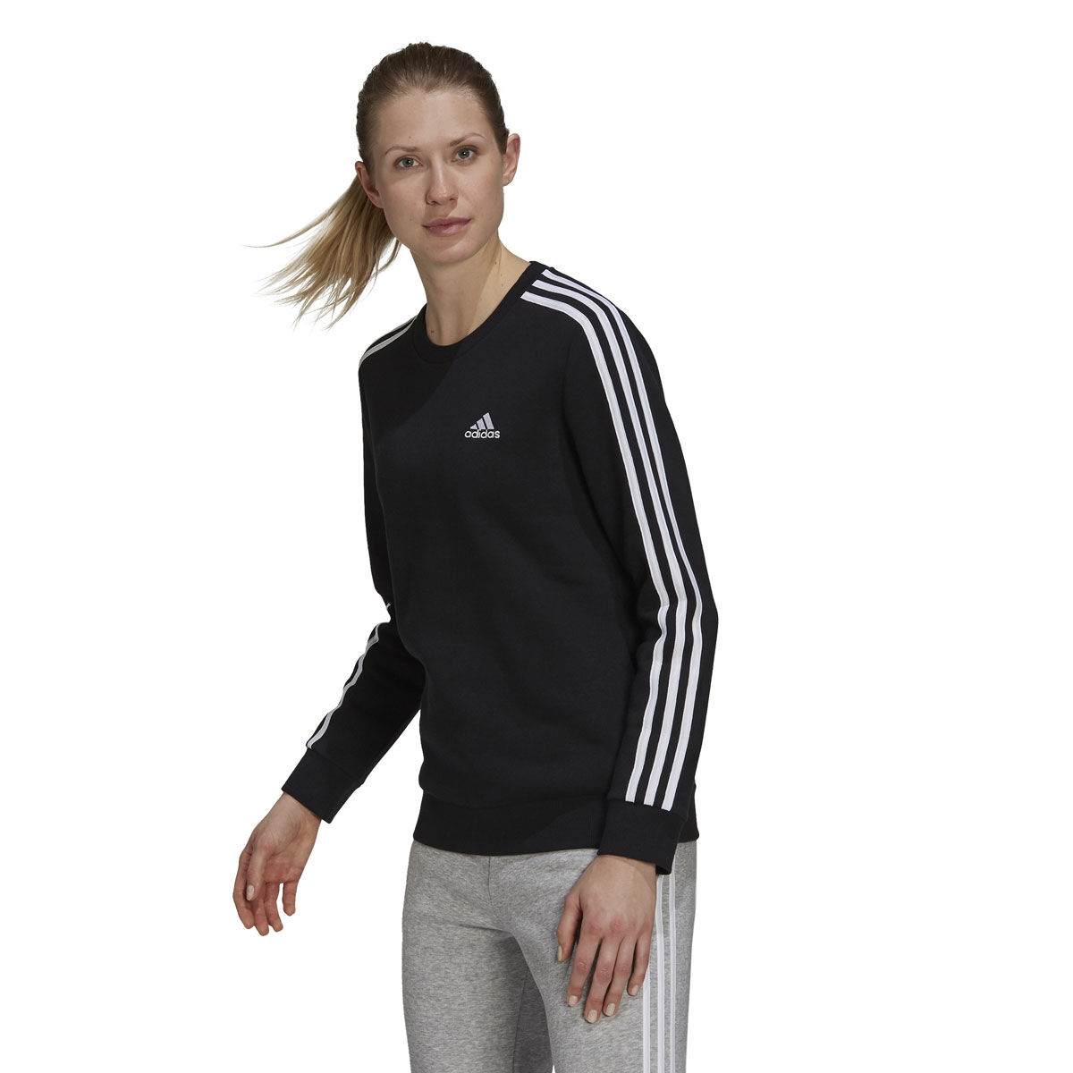 Womens adidas 3 stripe long clearance sleeve top