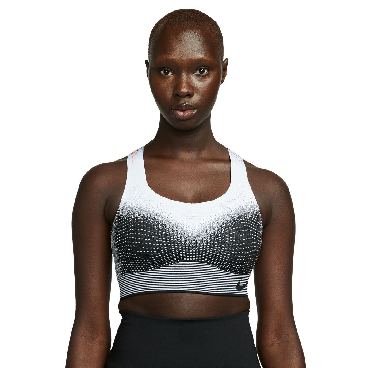 Nike Bra Women Medium White Black Swoosh Pull On Workout Sports Bra Ladies