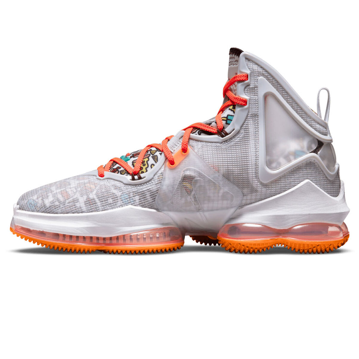 white and orange lebrons