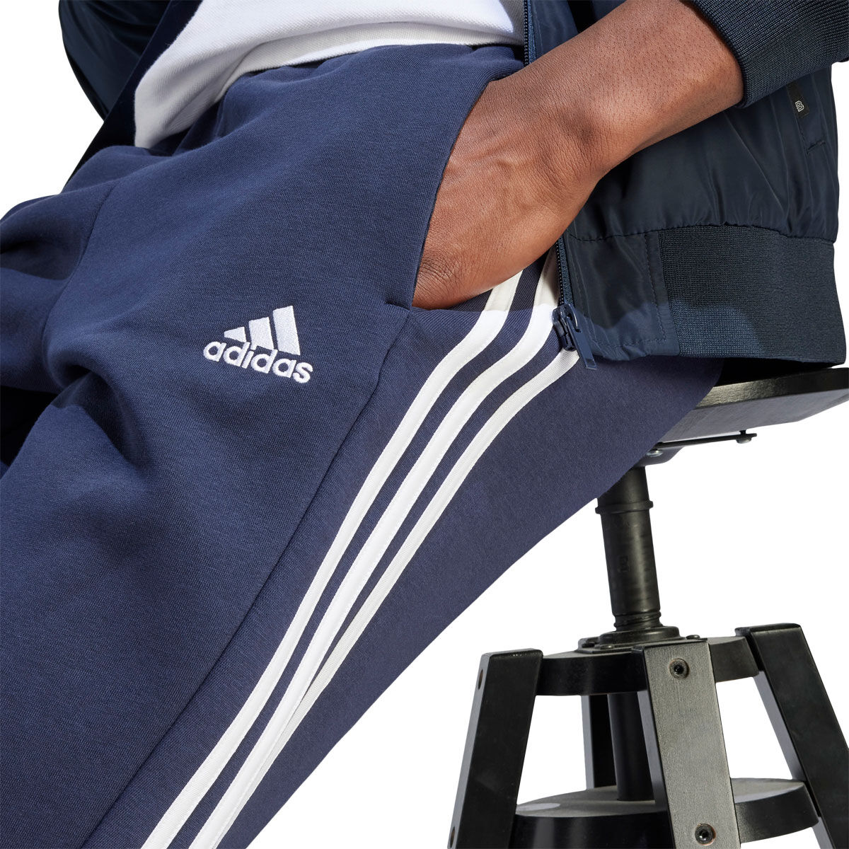 adidas Mens Essentials Fleece Open Hem 3-Stripes Pants