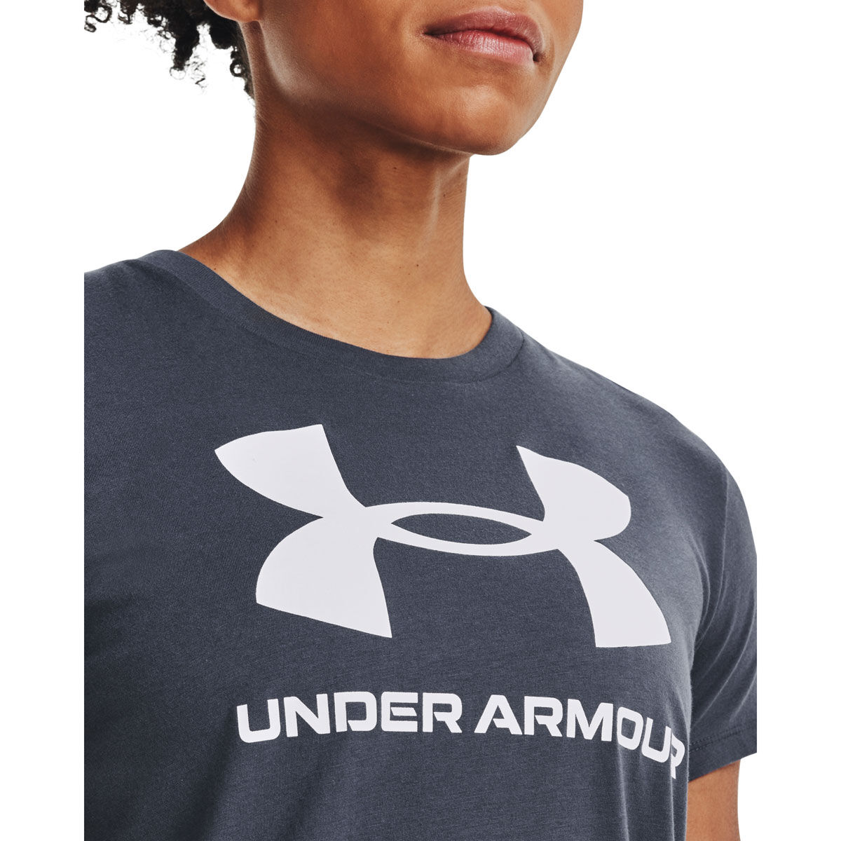 Under Armour Womens Sportstyle Logo Tee Grey XS, Grey, rebel_hi-res