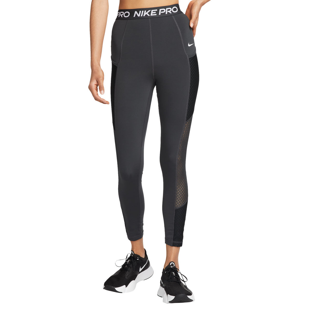 Nike Pro Womens Dri-FIT High Waisted 7/8 Tights Grey XL