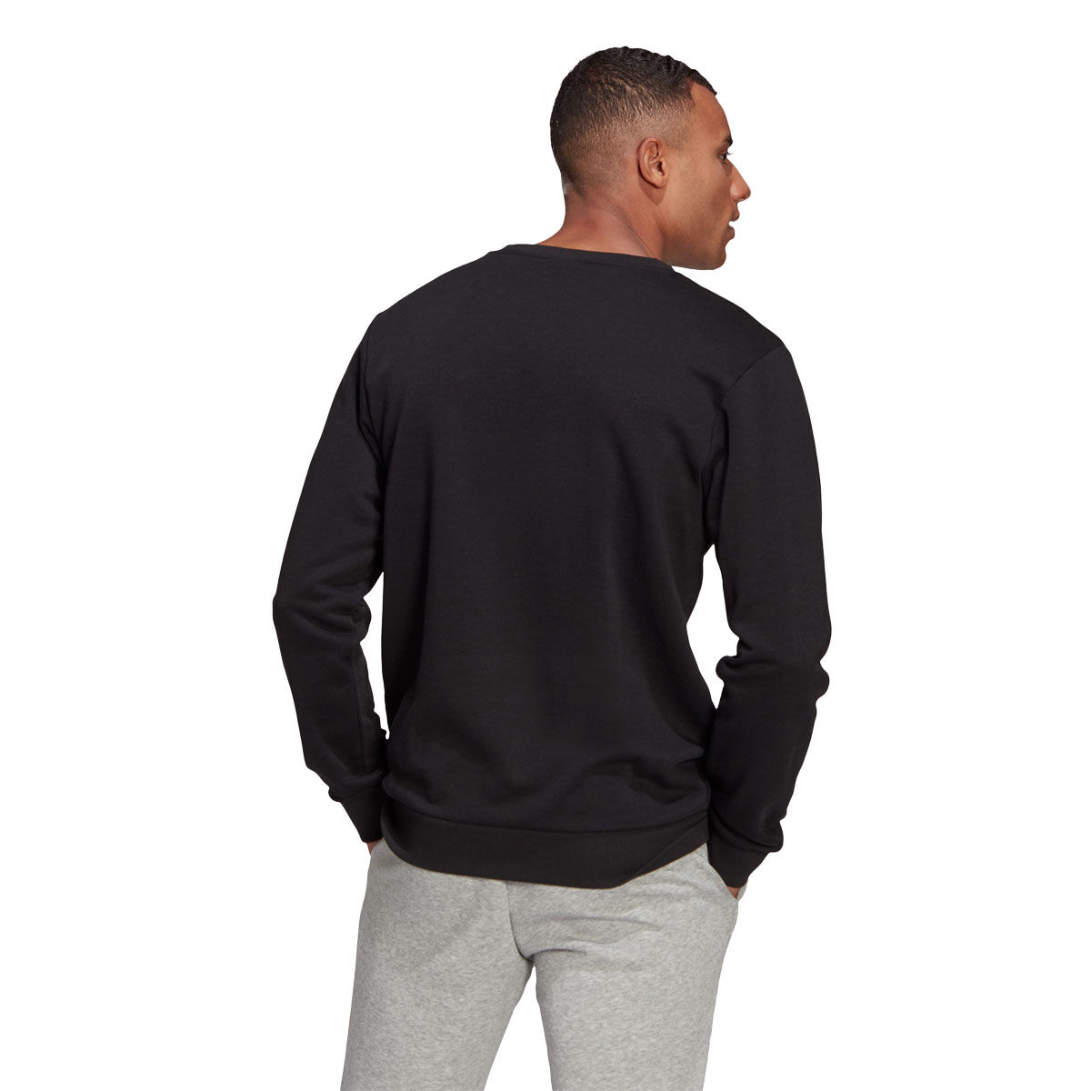 adidas Mens Essentials Big Logo Fleece Crew Sweatshirt Black L, Black, rebel_hi-res