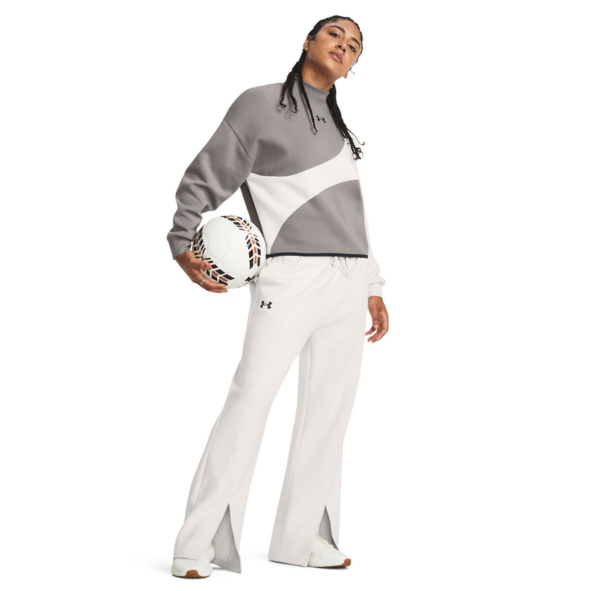 Under Armour Womens Unstoppable Fleece Split Track Pants White XS