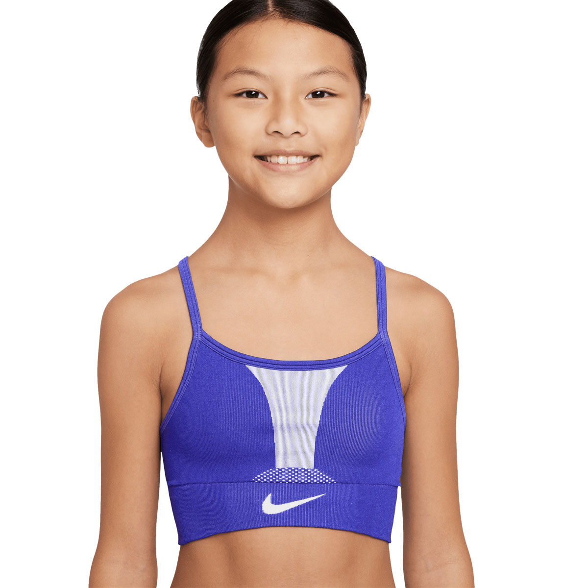Nike Girls Dri-FIT Indy Seamless Bra Blue XL | Rebel Sport