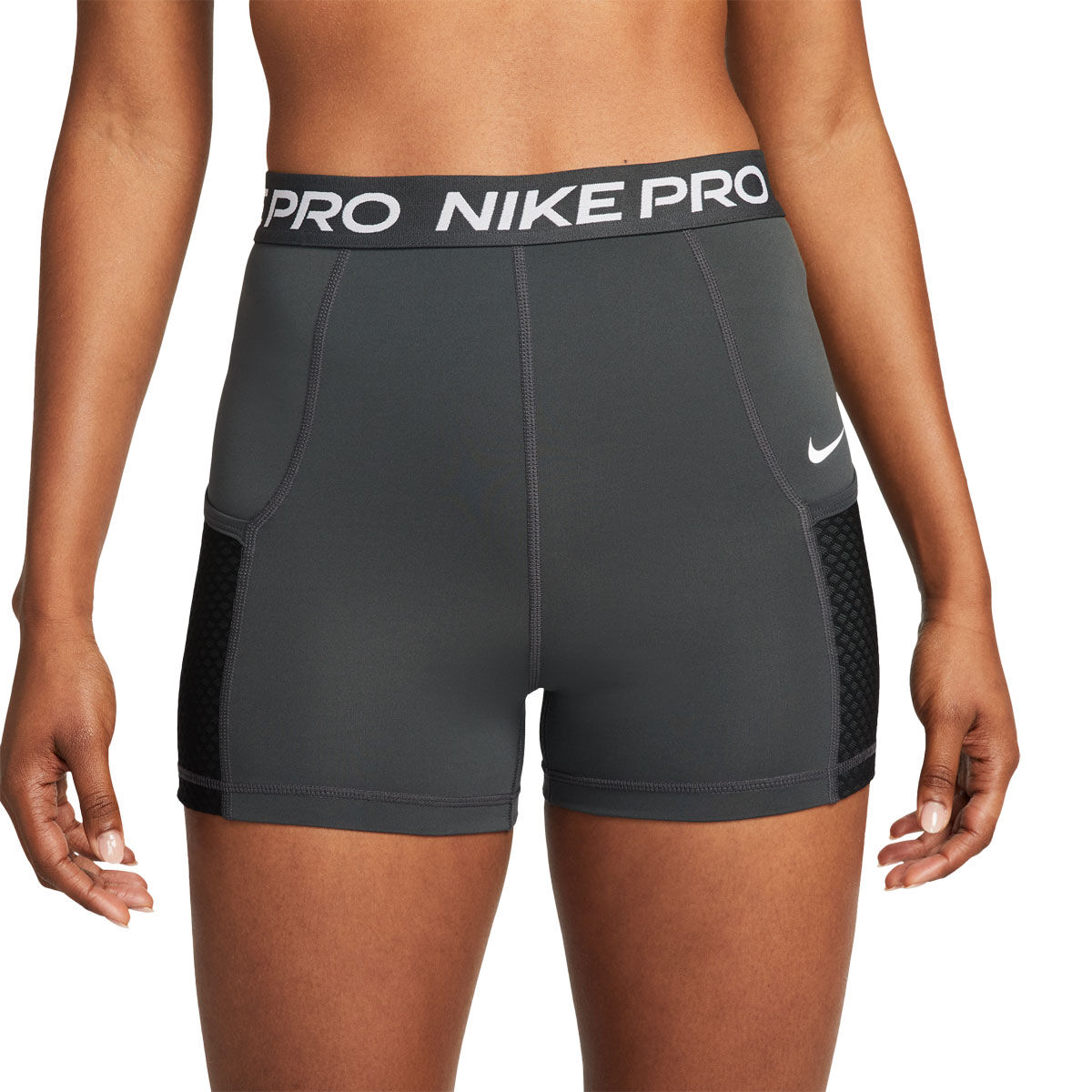 Nike Pro Womens Dri-FIT High Waisted 3 Inch Shorts Grey M