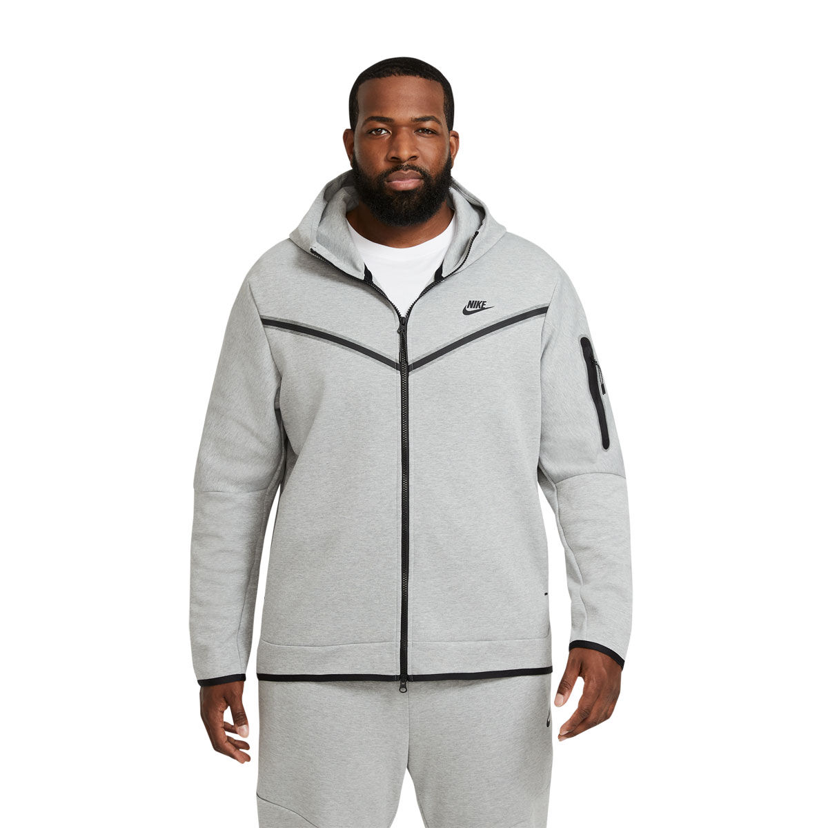 Nike Tech Fleece Hoodie Men (Small, Black/Dark Grey Heather/White)