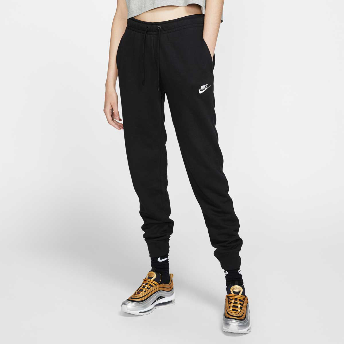Nike Womens Sportswear Essentials Fleece Track Pants Black L