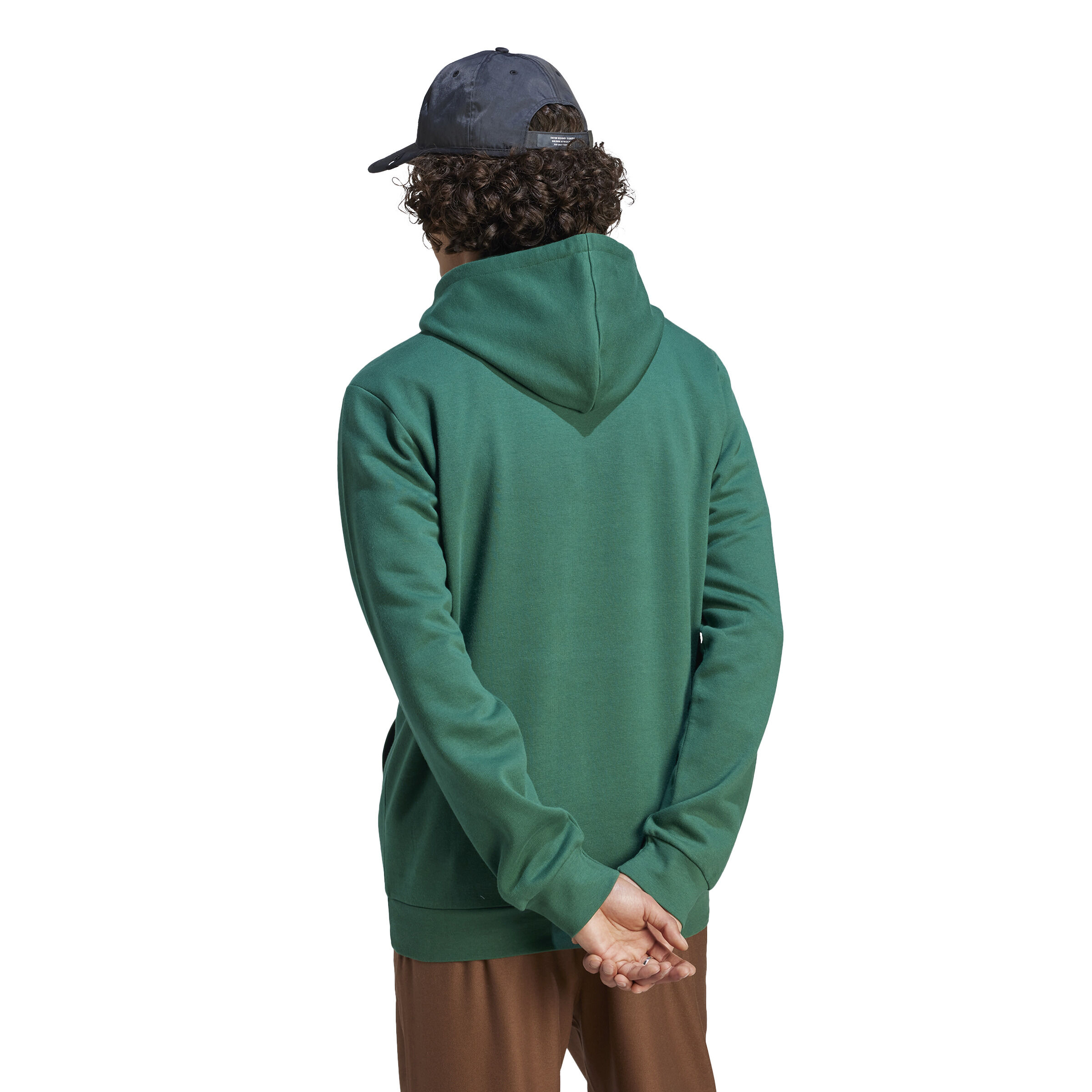 adidas Mens Essentials Feel Cozy Pullover Fleece Hoodie, Green, rebel_hi-res