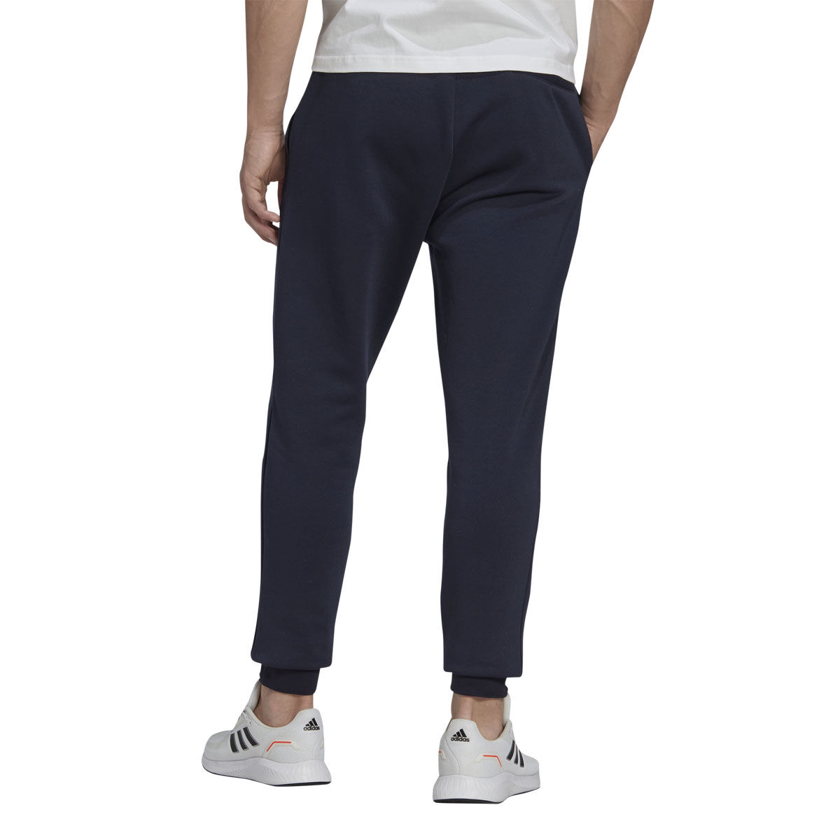 adidas Mens Essentials Feel Cozy Fleece Track Pants, Navy/White, rebel_hi-res