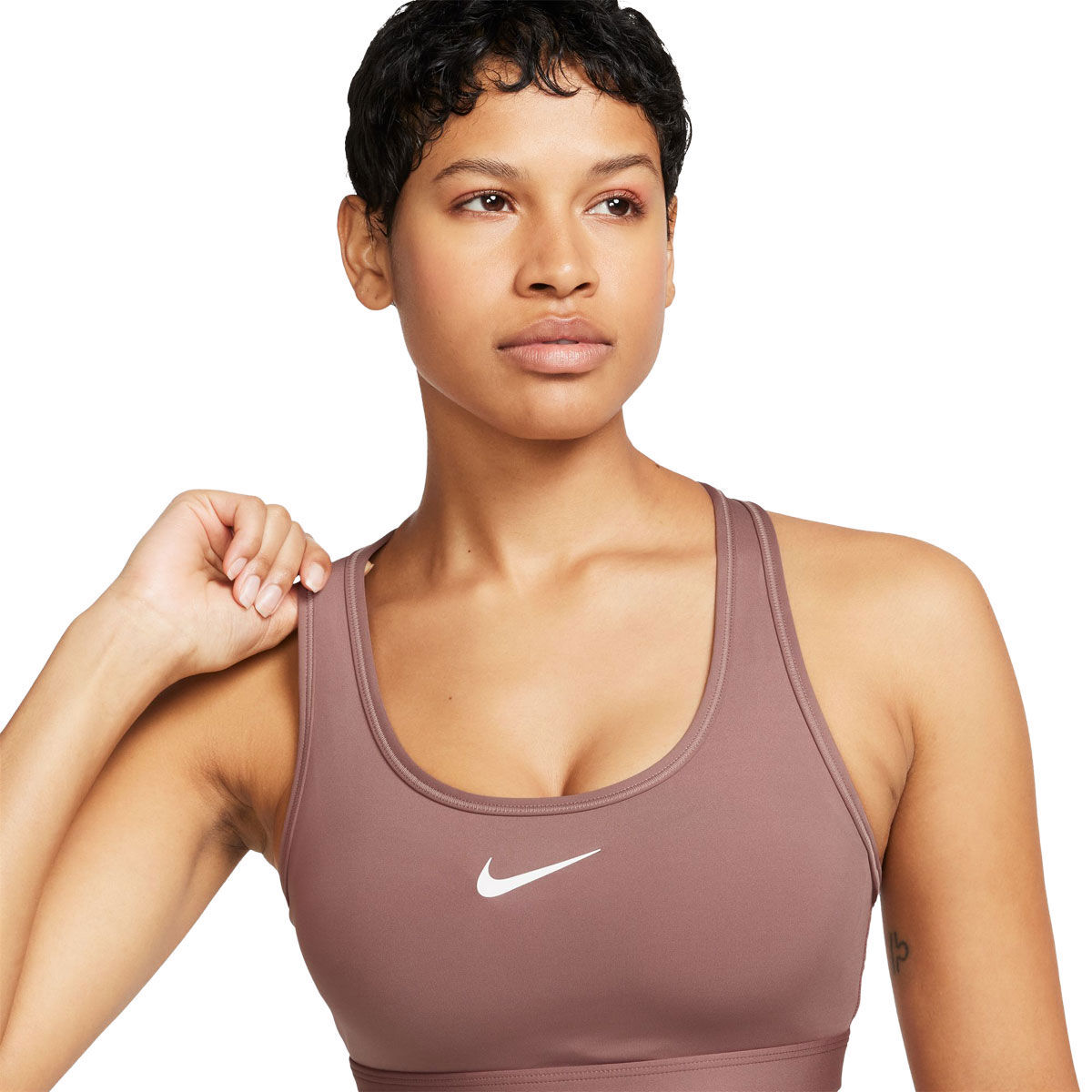 Nike Pro Womens Dri-FIT Swoosh Medium Support Asymmetrical Sports