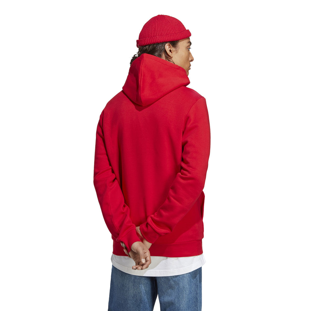 adidas Mens Essentials Feel Cozy Pullover Fleece Hoodie, Red, rebel_hi-res