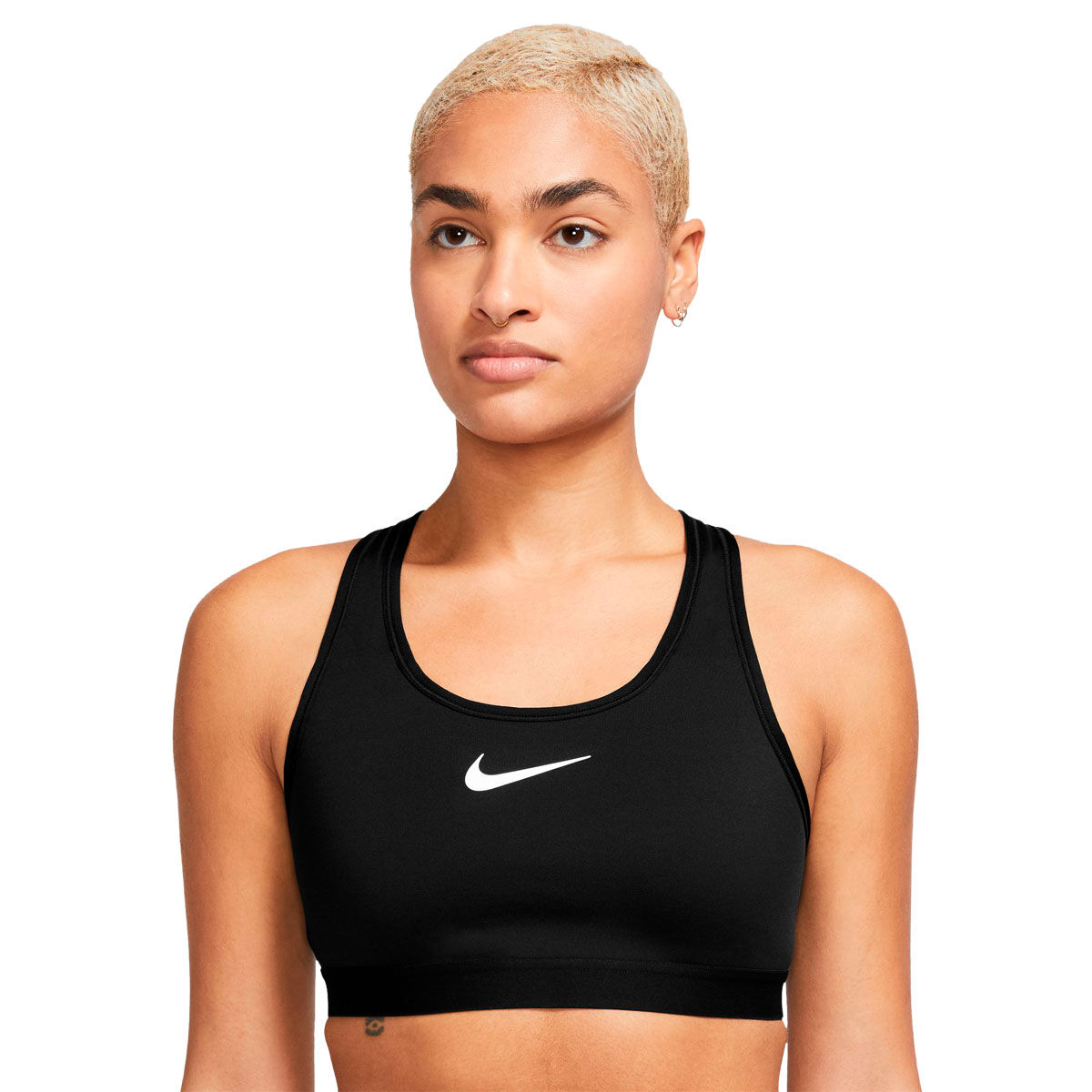 NEW Nike Non-Padded Asymmetrical Dri-FIT Sports Bra Black Gold Women's L