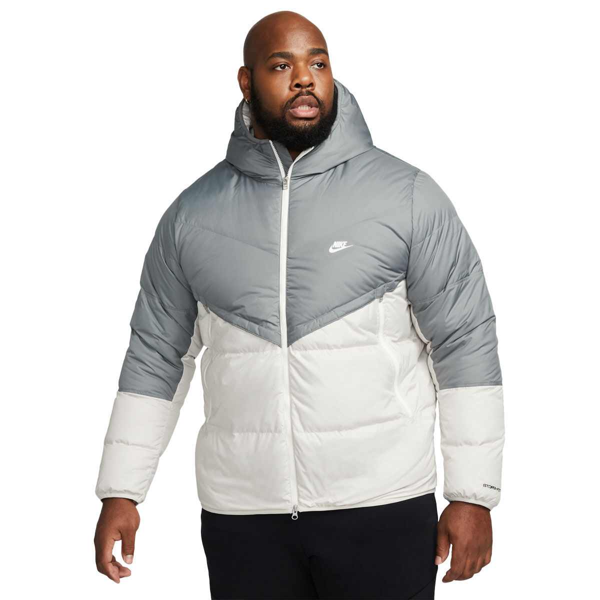 nike padded jacket grey