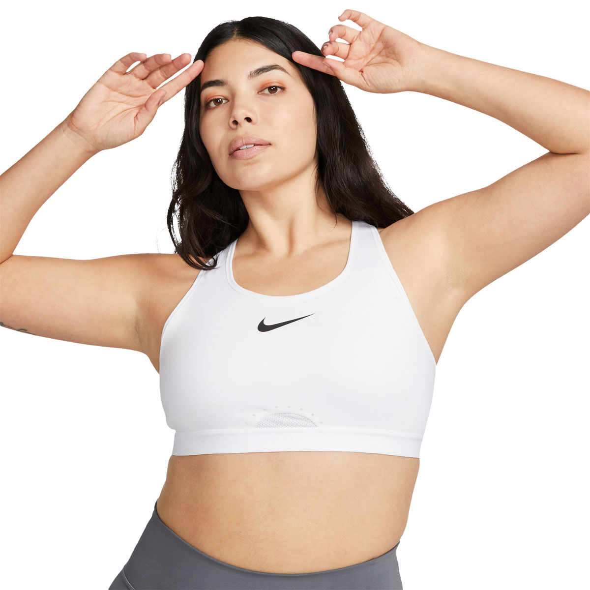 Nike Womens Dri-FIT Swoosh High Support Adjustable Sports Bra White L C-E