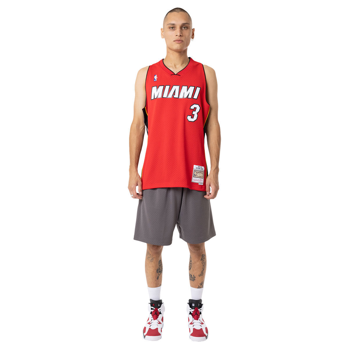 Mitchell & Ness Youth Miami Heat Dwyane Wade #3 Red Swingman Jersey, Boys', Small