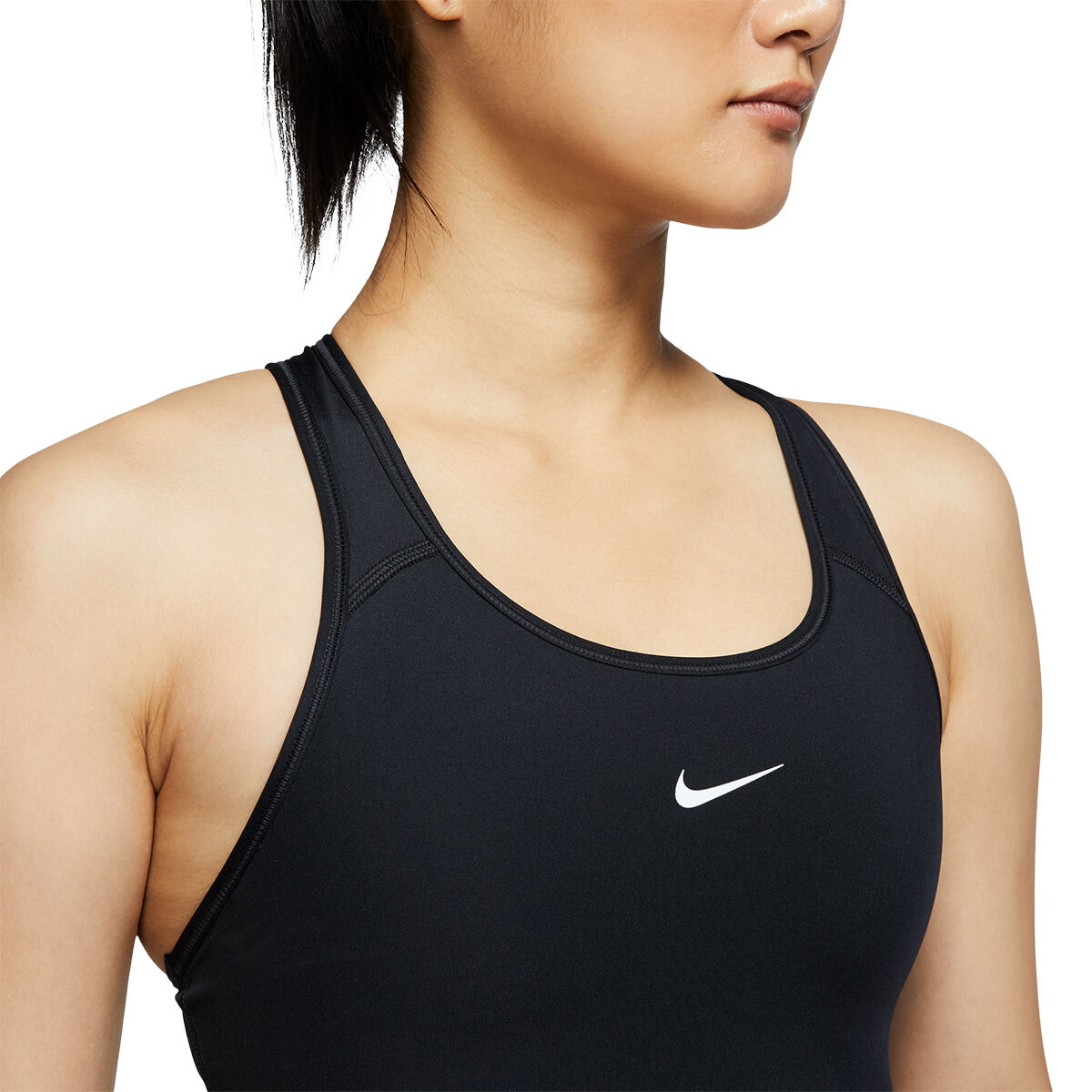 Nike Air Dri Fit Swoosh Medium Support Pad Reflective Sports Sports Bra  Black