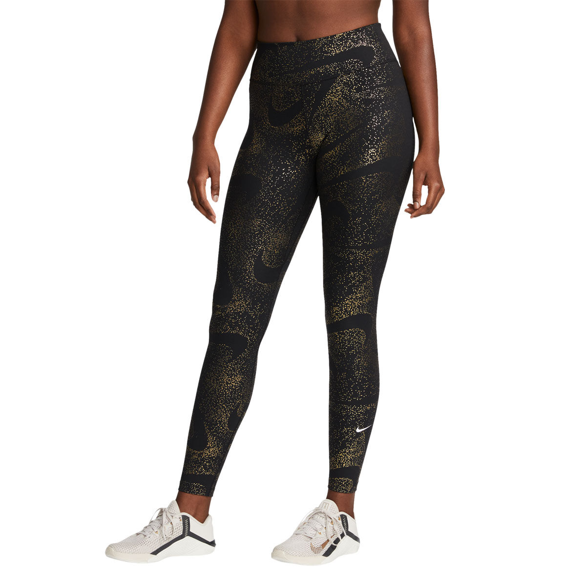 Nike Pro Womens Mid-Rise 7/8 Printed Leggings Black XS