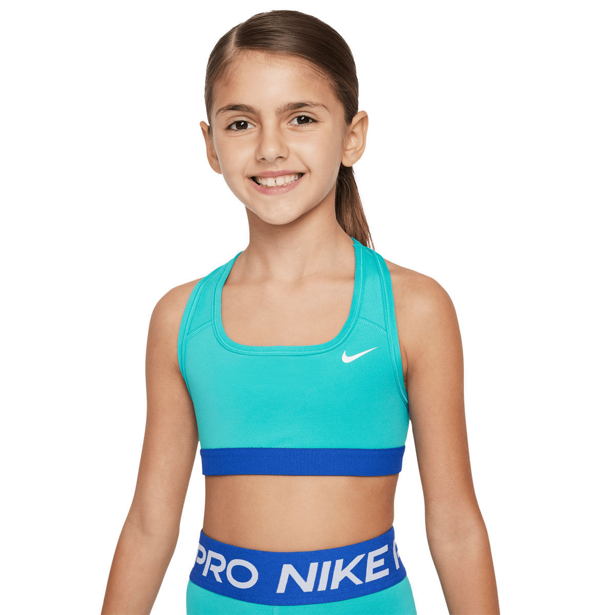 Nike Girls Swoosh Sports Bra Green/Blue L