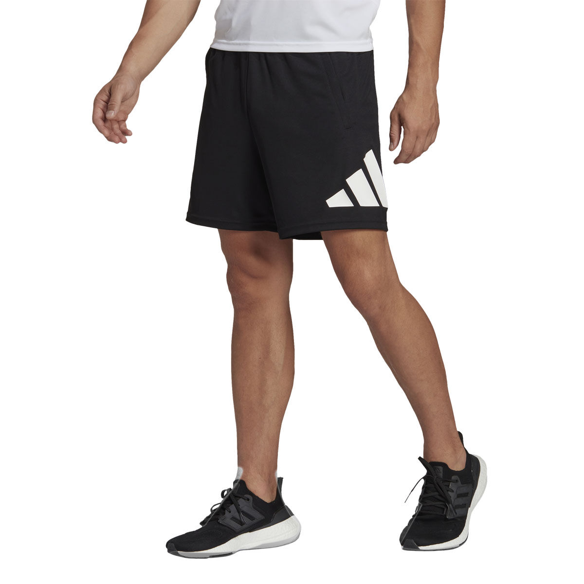 adidas Mens AEROREADY Train Essentials Logo Training Shorts, Black/White, rebel_hi-res