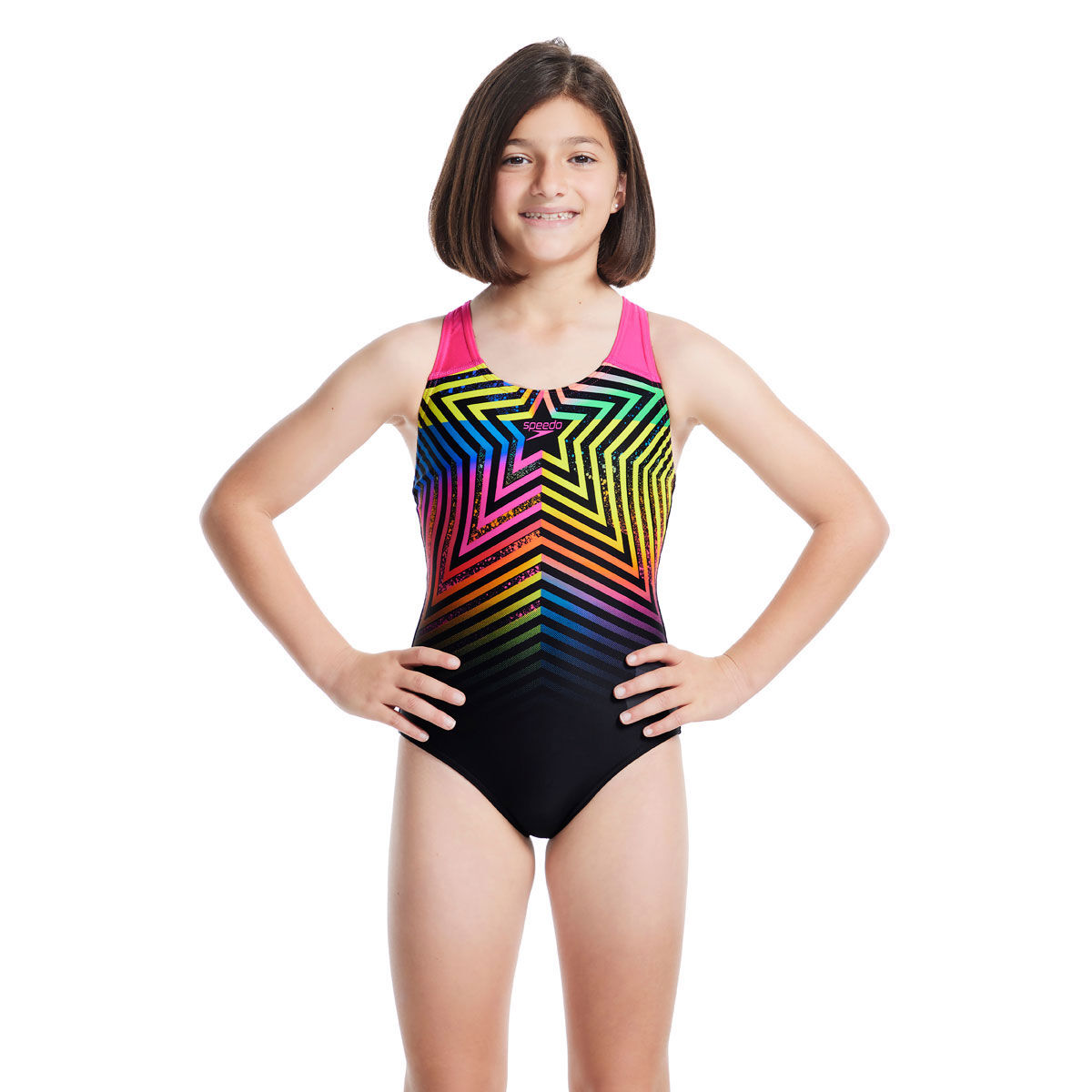 Speedo Girls Digital Placement Splashback One Piece Swimsuit