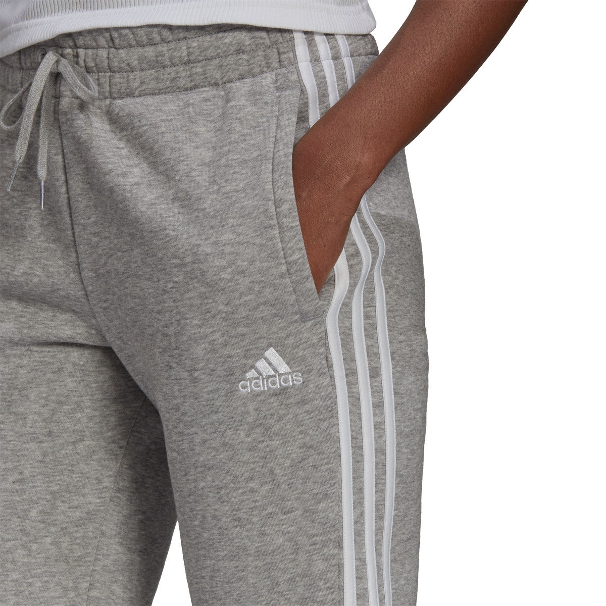 adidas Essentials Lifestyle 3Stripes Fleece Pants  Dark Grey  HeatherBlack  SoccerPro