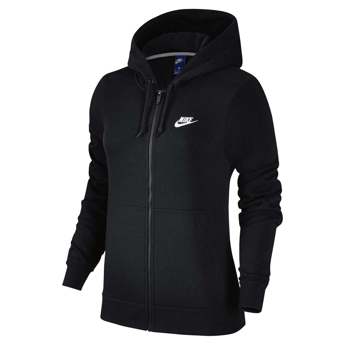 Nike Womens Sportswear Fleece Hoodie Black / White XS Adult | Rebel Sport