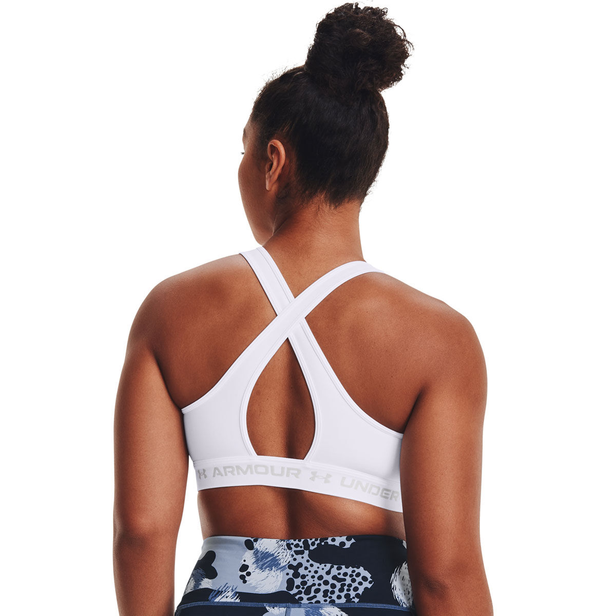  Under Armour Womens Crossback Mid Impact Sports Bra, White