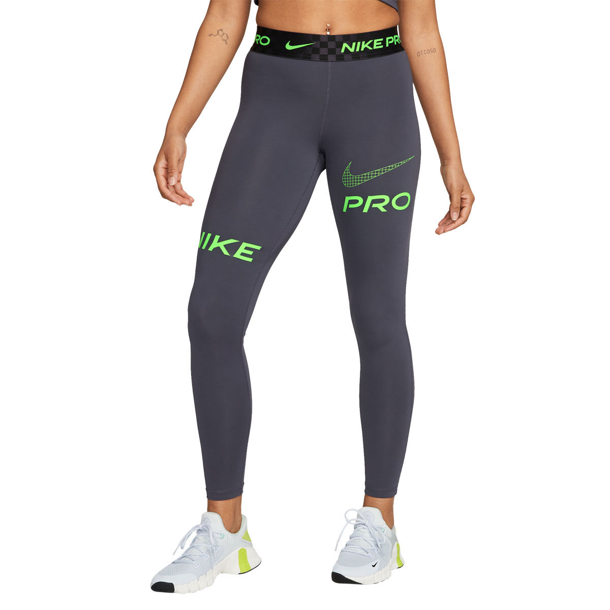 Nike Pro Womens Dri-FIT Mid-Rise Graphic Tights Black XL