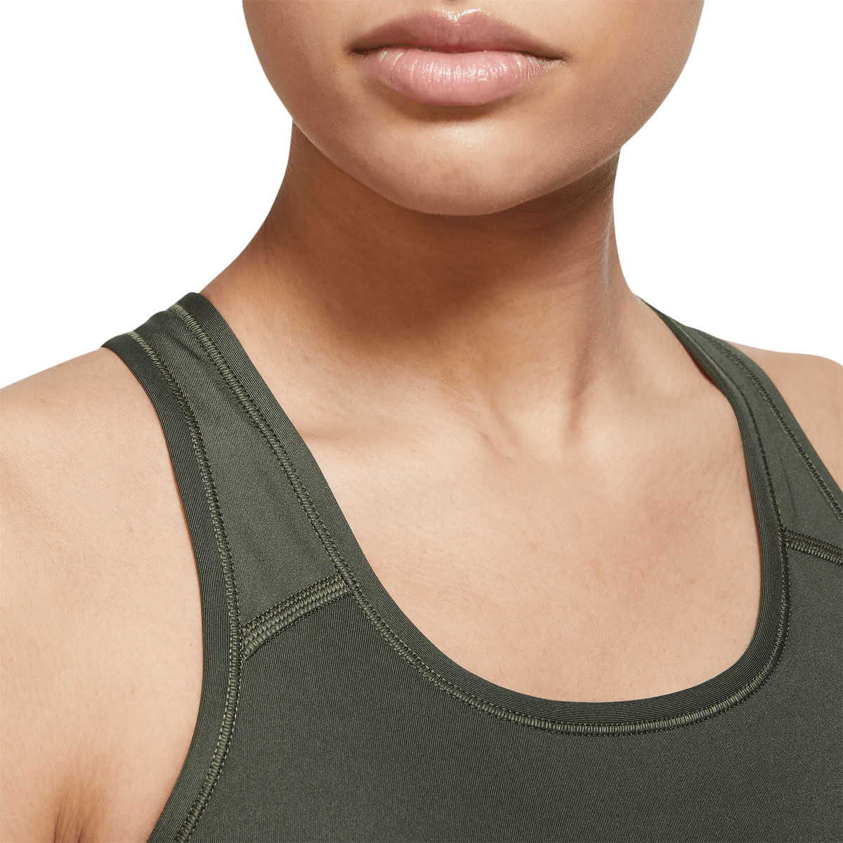 HIIT racer back sports bra with bust seam detail in khaki