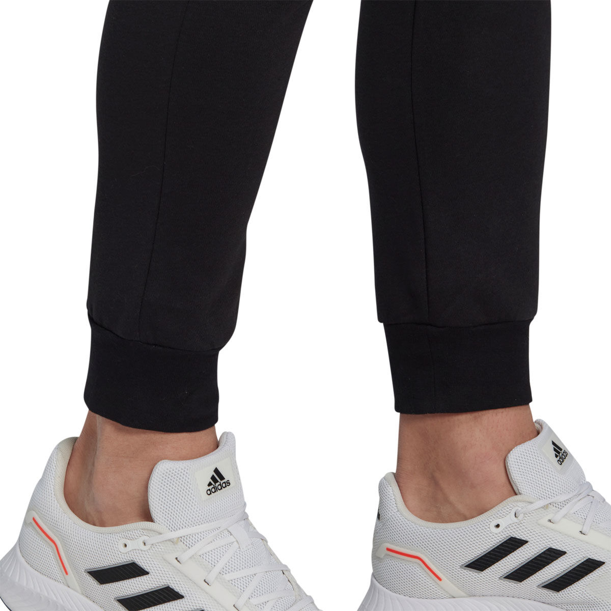 adidas Mens Essentials Feel Cozy Fleece Track Pants, Black/White, rebel_hi-res