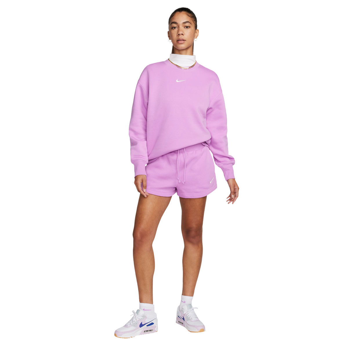 Nike Womens Sportswear Phoenix Fleece Oversized Crewneck Sweatshirt. Purple  S
