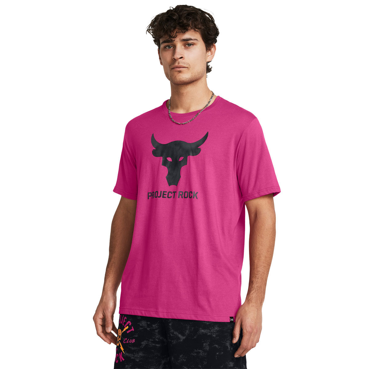 Under Armour Mens Project Rock Payoff Graphic Tee Pink S, Pink, rebel_hi-res