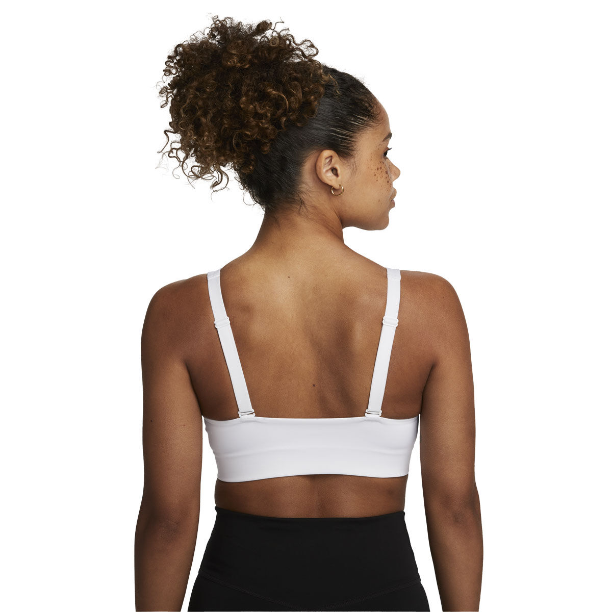 Nike Womens Dri-FIT Indy Medium Support Padded Plunge Cutout Sports Bra, White, rebel_hi-res