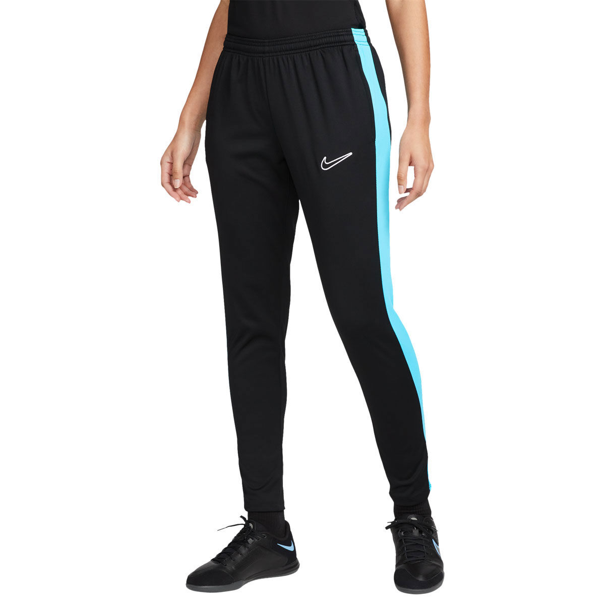 Nike Dri Fit Girls Track Pants Black Gray Pockets Drawstring Waist Open Hem  XL 