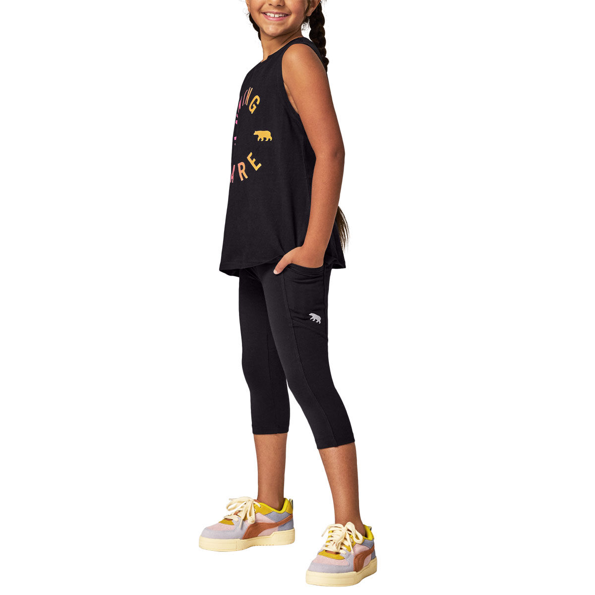 Running Bare Girls Activewear and Exercise Tights. - All Star 3/4 Leggings  - Girls