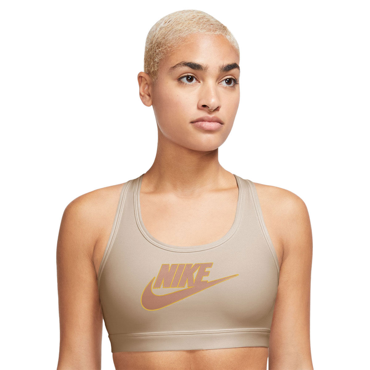 Nike Womens Dri-FIT Swoosh Futura Medium Support Sports Bra, , rebel_hi-res