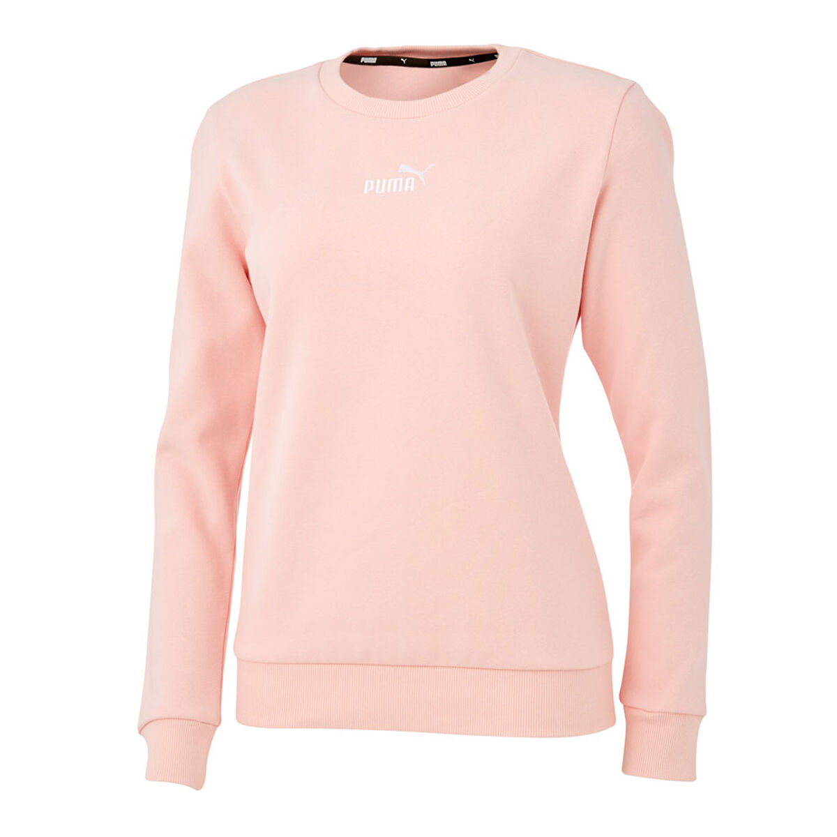 PUMA Womens Essentials Embroidery Crew Sweatshirt Pink XS | Rebel Sport