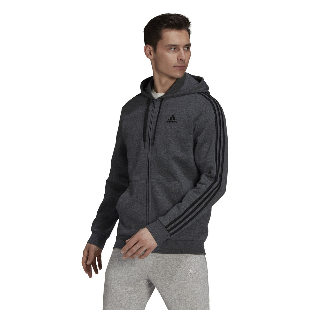 Adidas men's essential fleece zip sales hoodie