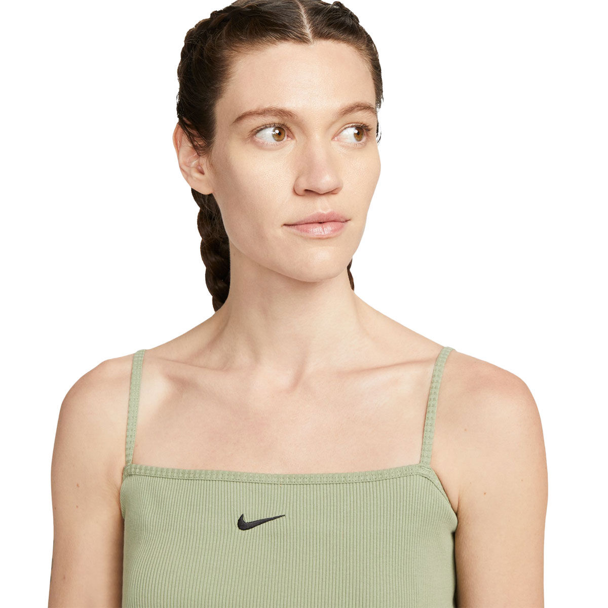 Nike Womens Sportswear Essential Ribbed Crop Top Khaki S