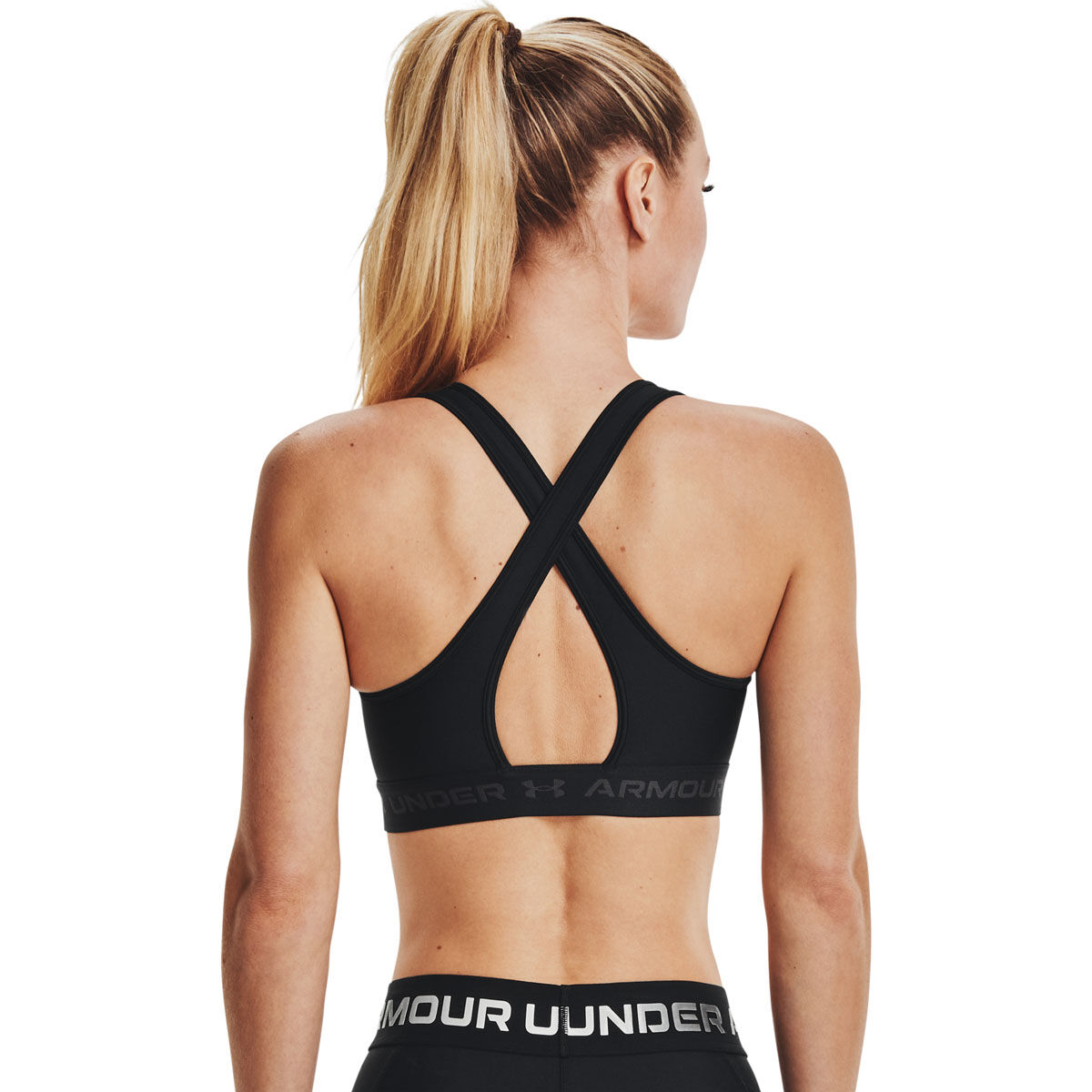 Womens sports bra with support Under Armour CROSSBACK MID BRA W green