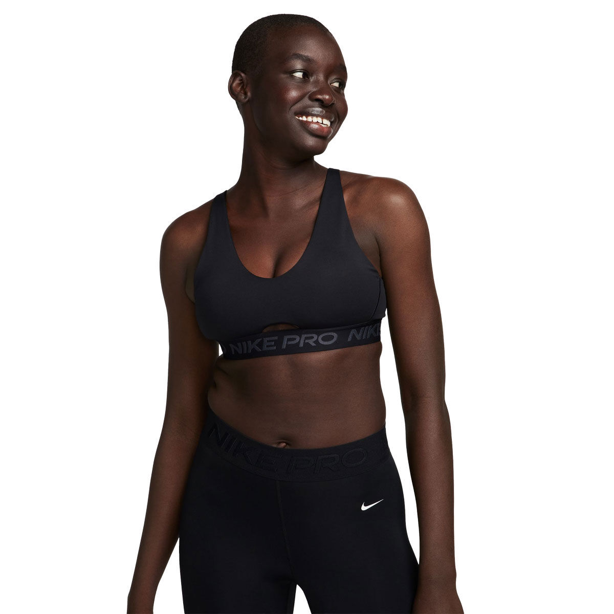 Nike Women's Indy Logo Support Sports Bra, Gray Black, Medium 